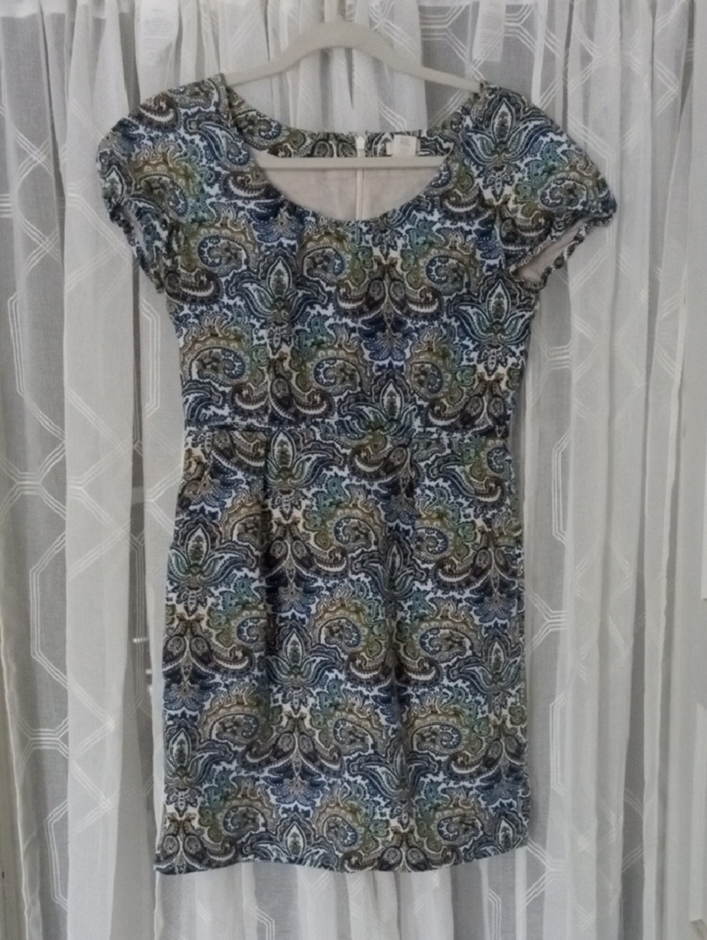 J. Crew Paisley Mini Dress with POCKETS in Blue, Green & Brown Size 4